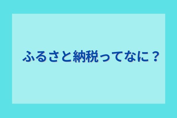 ふるさと納税ってなに？